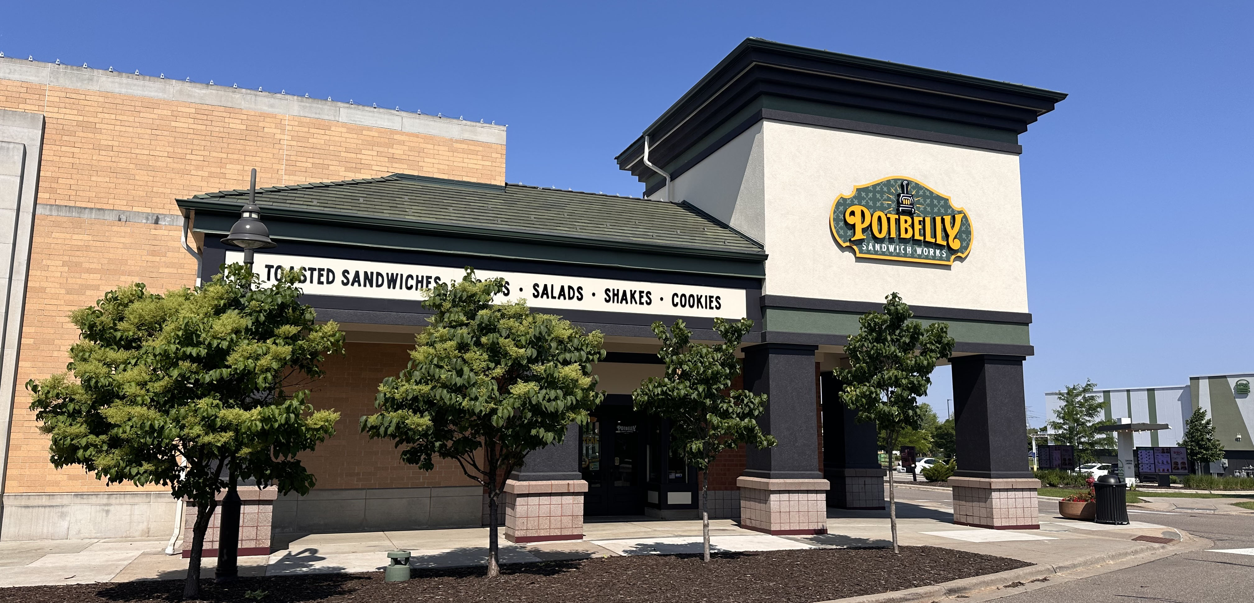 Potbelly restaurant storefront commercial painting project